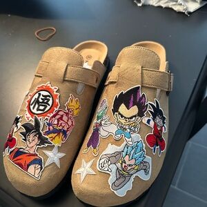 Tan Loafers with Anime Design